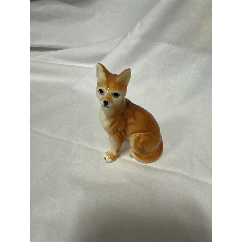 Vintage Golden Kitty Cat Porcelain Figurine Sitting‎ 3